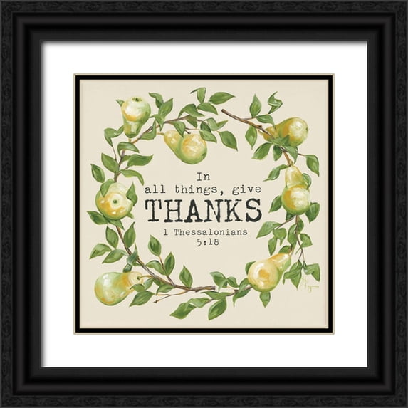 Hollihocks Art 20x20 Black Ornate Wood Framed with Double Matting Museum Art Print Titled - Give Thanks