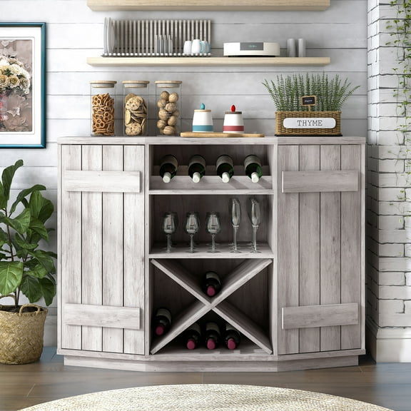 Hollins Multi-Storage Wood Coastal White Buffet with Doors
