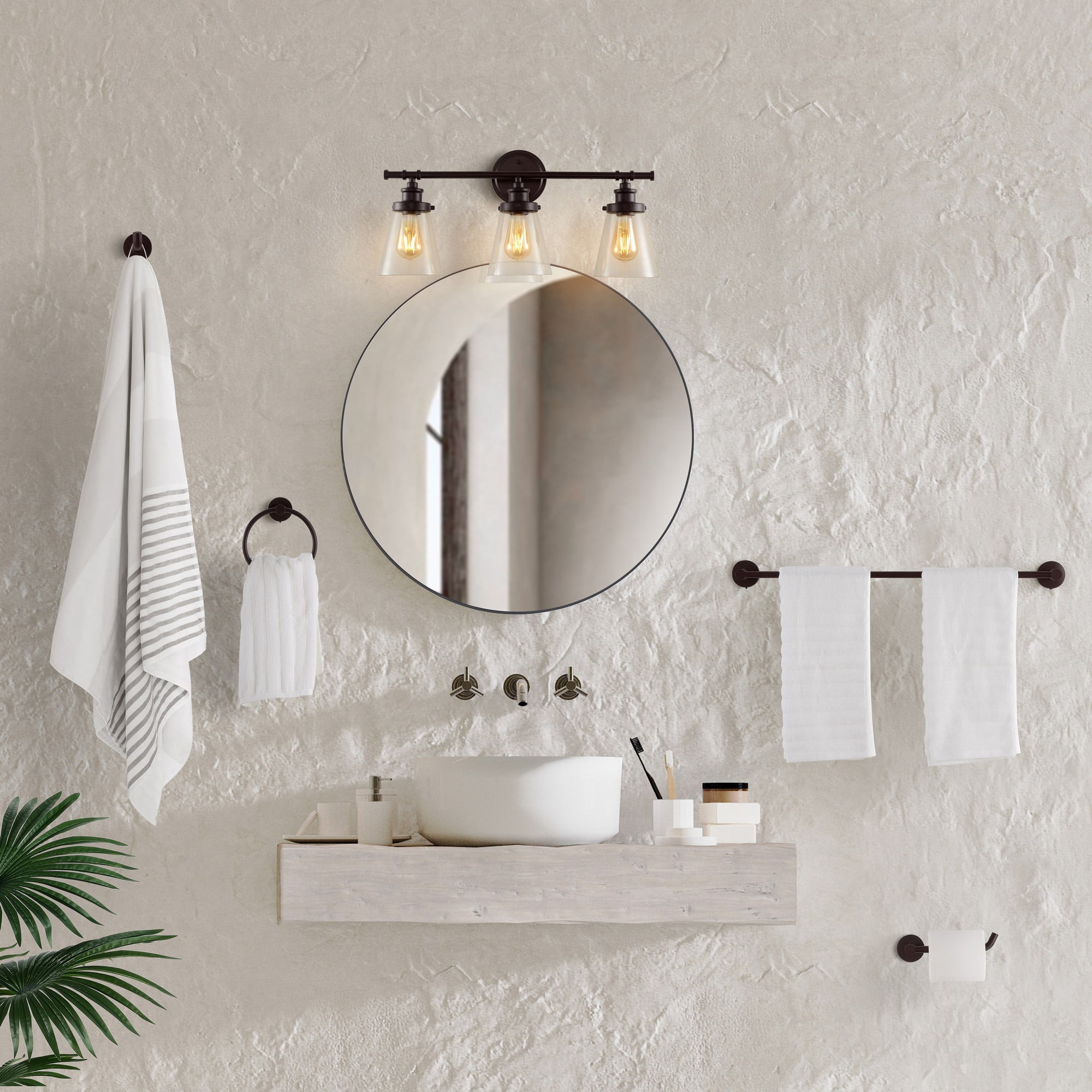Hollis 23.75" Oil Rubbed Bronze 3-Light Farmhouse Vanity Light