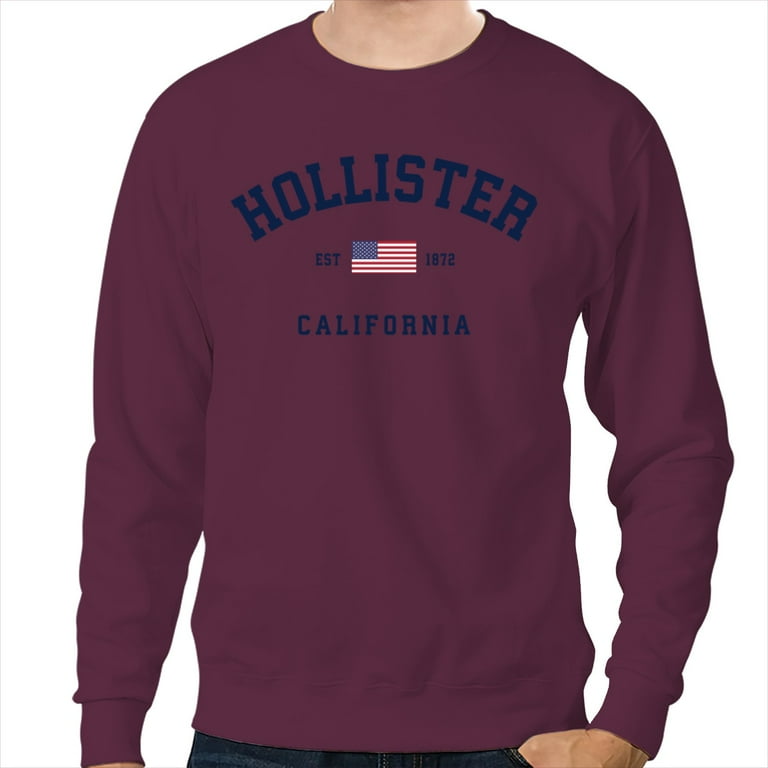 Hollister California vintage state USA Flag Athletic Style Sweatshirt Trending Unisex Cotton Sweatshirt Walmart