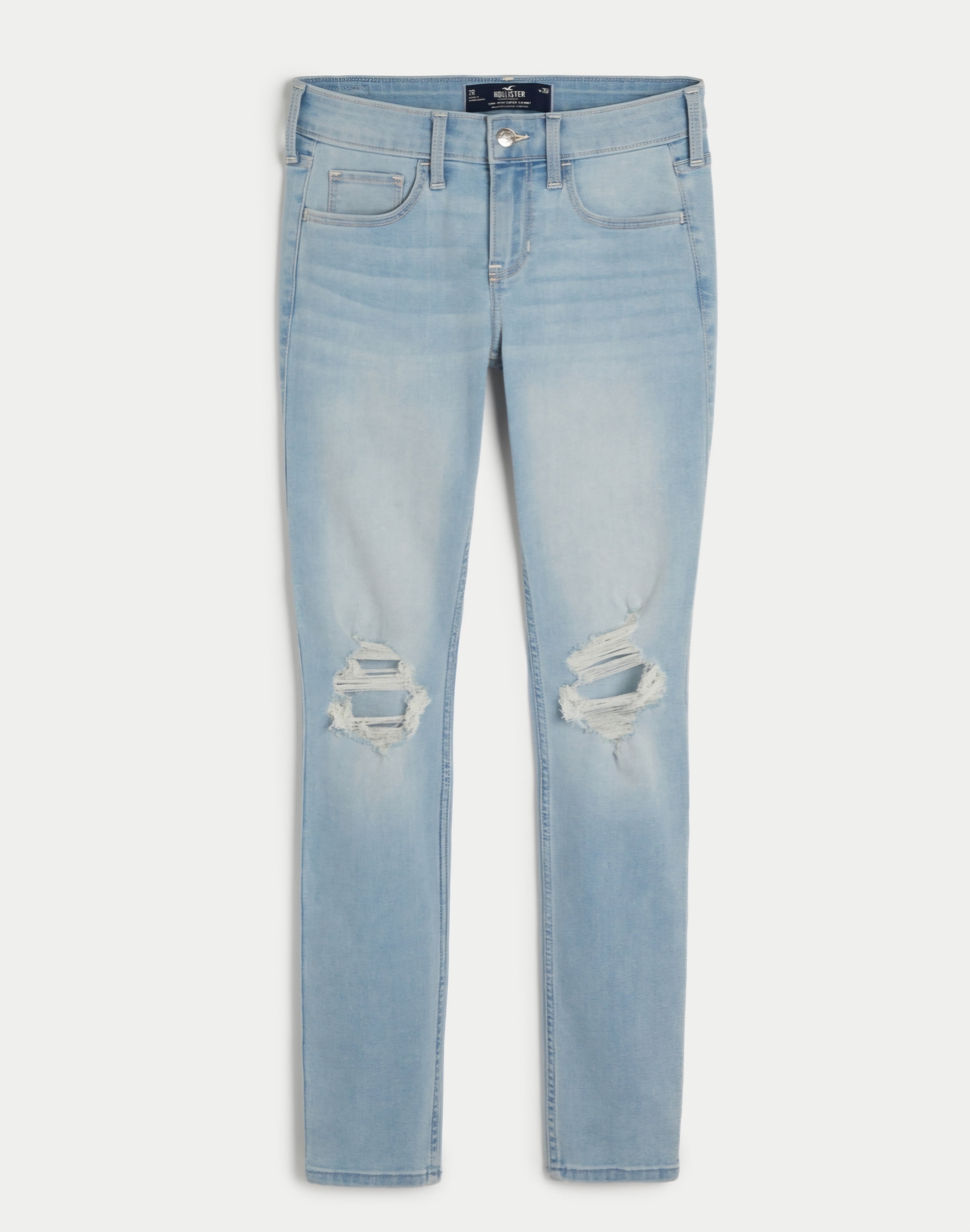 Hollister Low Rise Light Wash Super Skinny Distressed Jeans Size 25 Walmart