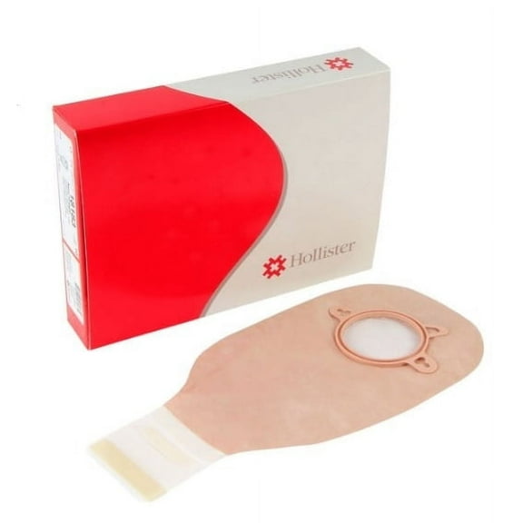 Hollister New Image Drainable Ostomy Pouch 18183, Lock 'n Roll Closure, 12" Length, Beige, 2-1/4" Opening, AF300 Filter, Red Color Match, 10 Count