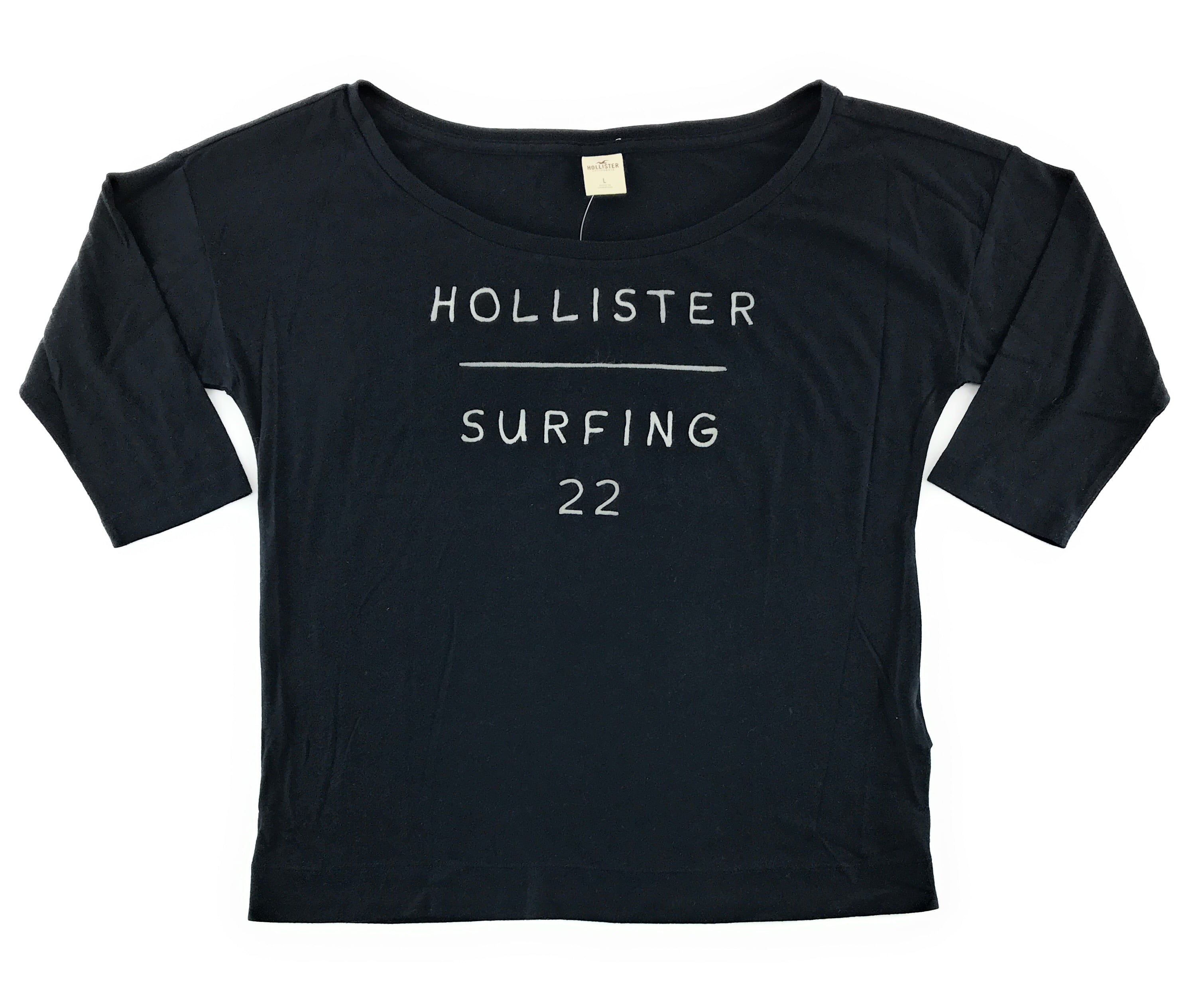 Hollister henley seagull logo t-shirt in black