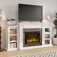 thumbnail image 1 of Holliwill 80" Electric Fireplace with Mantel, Modern Farmhouse TV Stand for TVs up to 90" with 30" Colorful Insert Heater, White, 1 of 8