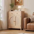 thumbnail image 1 of Holliwill Rattan Buffet Cabinet Sideboard with Drawer & Door, Farmhouse Storage Cabinet Coffee Bar for Dining Room Living Room Kitchen Entryway, Natural Oak, 1 of 14