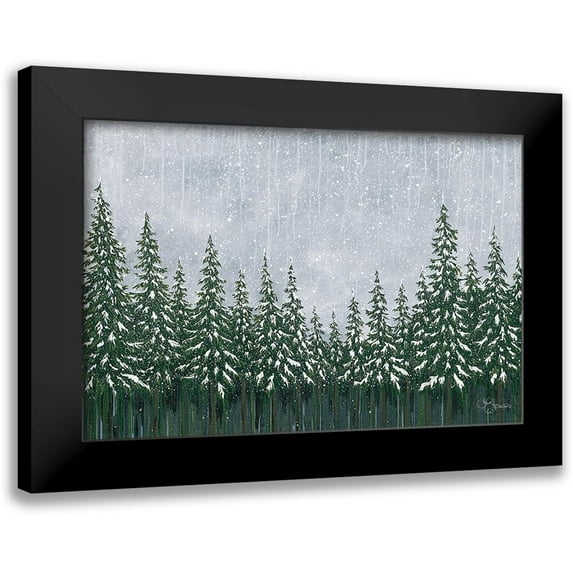 Holllihocks Art 18x13 Black Modern Framed Museum Art Print Titled - Snowy Forest