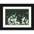 thumbnail image 1 of Holllihocks Art 18x13 Black Ornate Wood Framed with Double Matting Museum Art Print Titled - Bees, 1 of 4