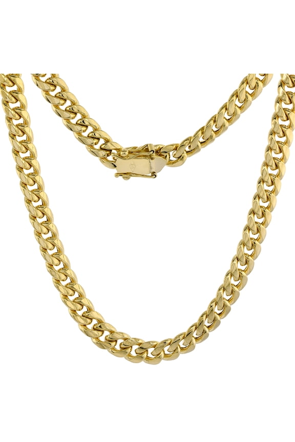 Hollow 14k Gold 7mm Miami Cuban Link Chain bracelet Box Clasp for Men High Polished 8 inch