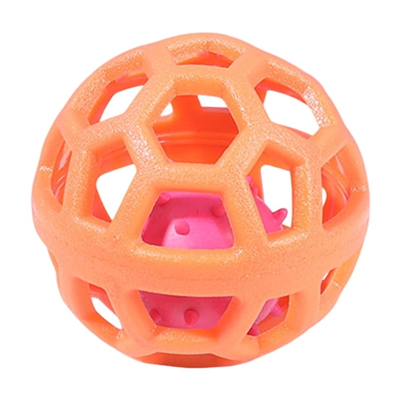 Hollow Balls Bells Inside Cleaning Teeth Interactive Training Rubber Ball for Pets, Holee Roller Dog Balls,ZA Hollow Ball Orange