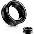 thumbnail image 1 of Hollow Black Obsidian Tunnels Organic Stone Double Saddle Ear Plugs (14mm-9/16"), 1 of 1