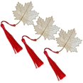 thumbnail image 1 of Hollow Bookmark Metal Leaf Shape Chinese Style Golden For Gifting Book Organization 3Pcs, 1 of 4