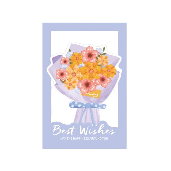 Hollow Out Bouquet Greeting Card Set, Blessing Note Cards With Envelopes, Elegant Wishing Stationery for Friend Gifting, Daily Blessing and Festival Message