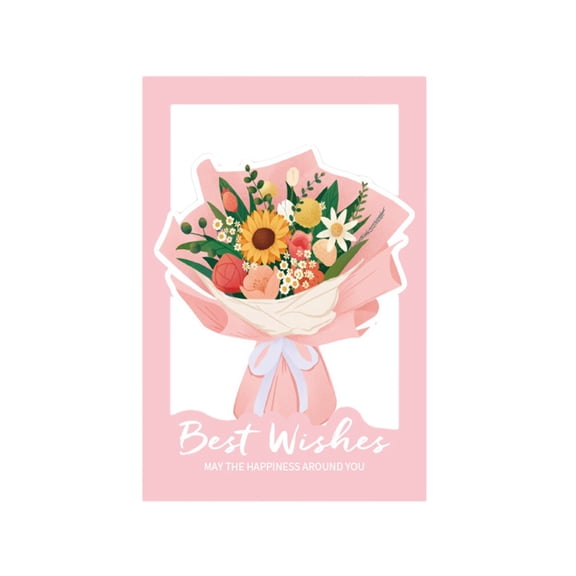 Hollow Out Bouquet Greeting Card Set, Blessing Note Cards With Envelopes, Elegant Wishing Stationery for Friend Gifting, Daily Blessing and Festival Message
