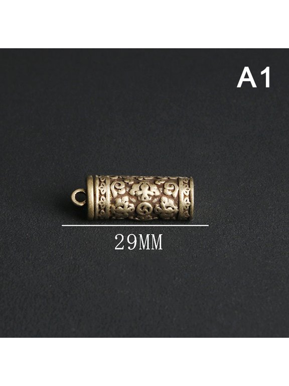 Hollow Buddha Bottle Sutra Cylinder Pendant Keychain Vintage Pill Box Container