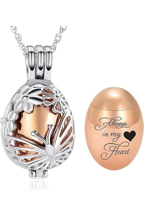 Hollow Butterfly Cremation Jewelry Teardrop Butterfly Urn Necklace for Ashes Memorial Locket Urn Pendant Necklace Hollow Mini Keepsake Urn for Women Men
