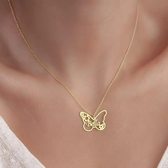 Hollow Butterfly Cutting Name Necklace Personalized Customization