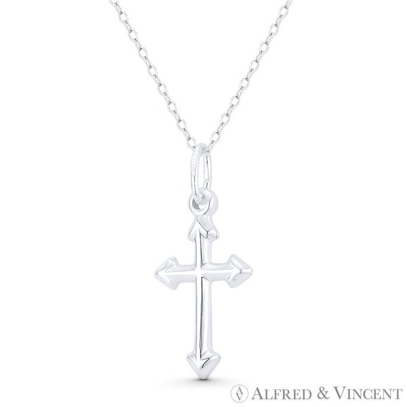 Hollow-Cast Christian Catholic Arrow Cross Pendant in .925 Sterling Silver
