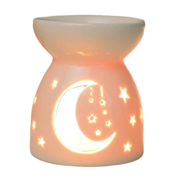 Hollow Ceramic Aroma Diffuser For Essential Oils With Electric Or Candle Heating In White