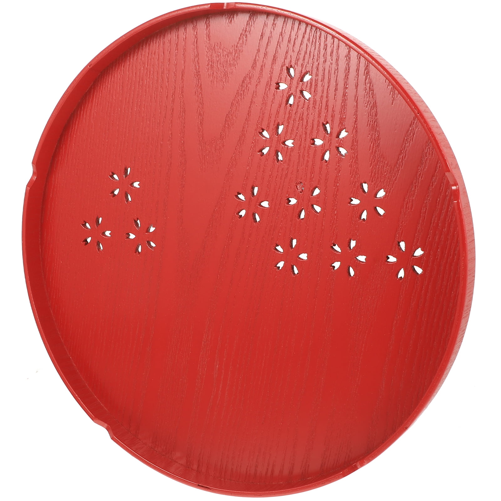 Hollow Cherry Blossom Tray Red Wood Serving Tea Trays for Round Coffee