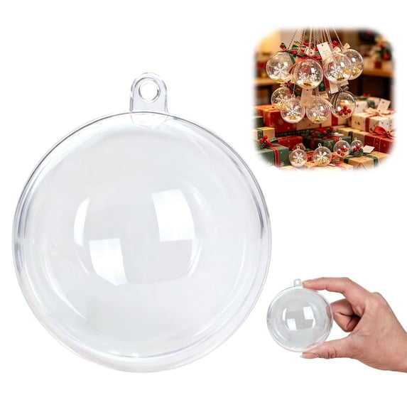 Hollow Clear Plastic Ball Ornaments, Fillable Transparent Hanging Balls for Christmas Wedding Home Decor, 2.76in, 10Pcs