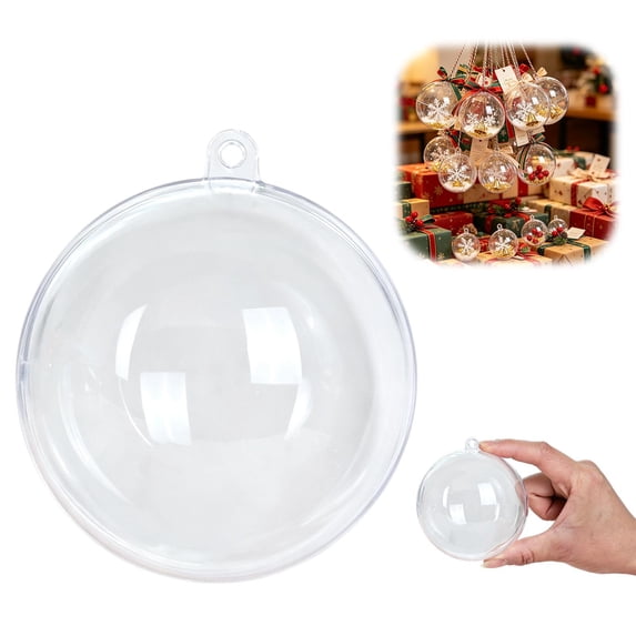 Hollow Clear Plastic Ball Ornaments, Fillable Transparent Hanging Balls for Christmas Wedding Home Decor, 3.15in, 10Pcs