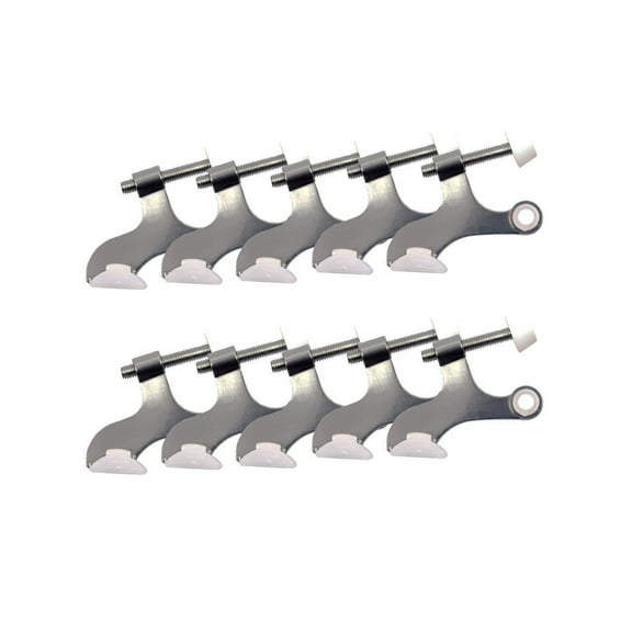Design House Hollow Core 10-Pack Adjustable Hinge Pin Door Stop Wall Protector with Rubber Tips, Satin Nickel