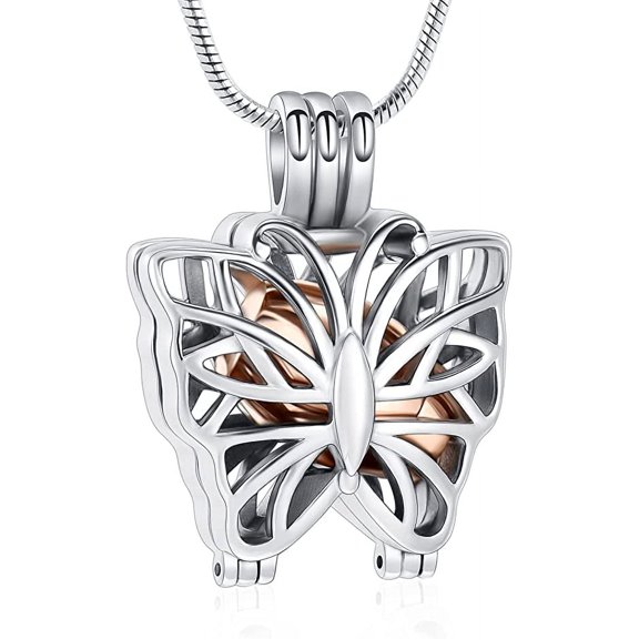 Hollow Cremation Jewelry Butterfly Urn Necklace for Ashes Cremation Keepsake Urn Necklace