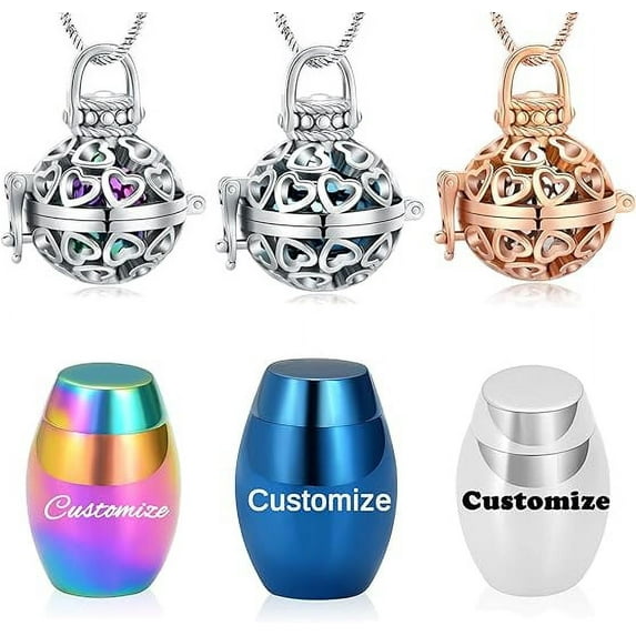 Hollow Cremation Jewelry Heart Urn Necklace for Ashes for Women Men Heart Memorial Locket Pendant Keepsake Jar for Ashes for Women Men Ash Loved One Memorial Pendant