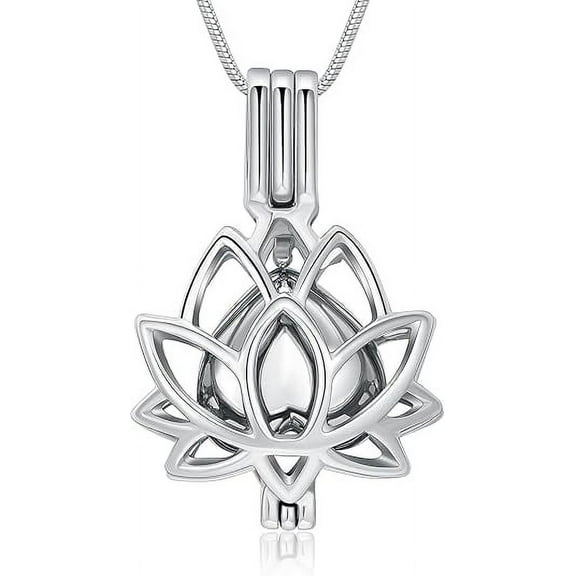 Hollow Cremation Urn Necklace for Ashes - Lotus Flower Urn Necklace for Ashes Human / Pet Mini Keepsake Urn Memorial Ashes Jewelry