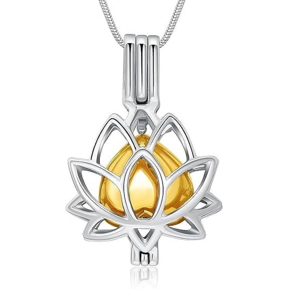 Hollow Cremation Urn Necklace for Ashes - Lotus Flower Urn Necklace for Ashes Human / Pet Mini Keepsake Urn Memorial Ashes Jewelry
