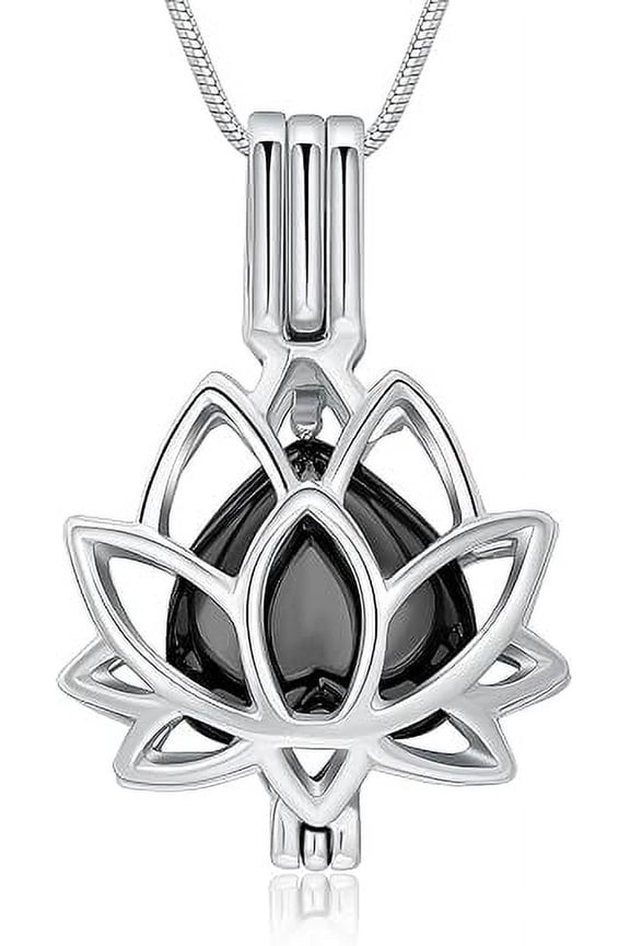 Hollow Cremation Urn Necklace for Ashes - Lotus Flower Urn Necklace for Ashes Human / Pet Mini Keepsake Urn Memorial Ashes Jewelry