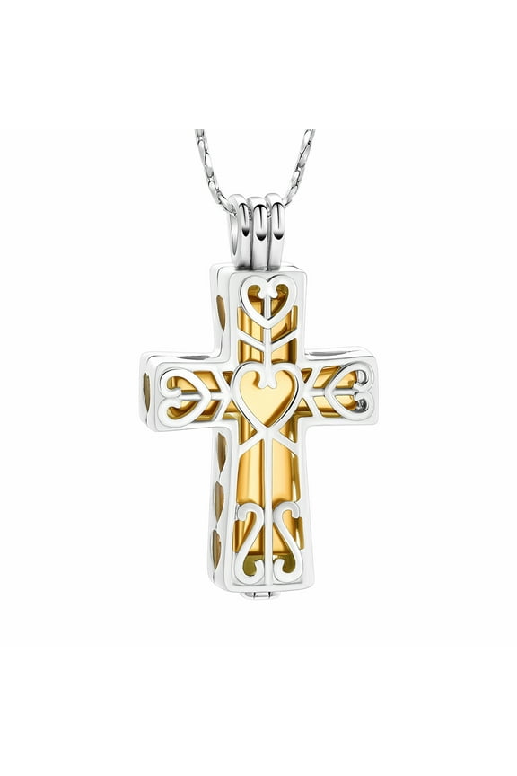 Hollow Cross Urn Necklace for Ashes Memorial Locket Pendant Jar Keepsake Cremation Jewelry for Ashes Holder Adult