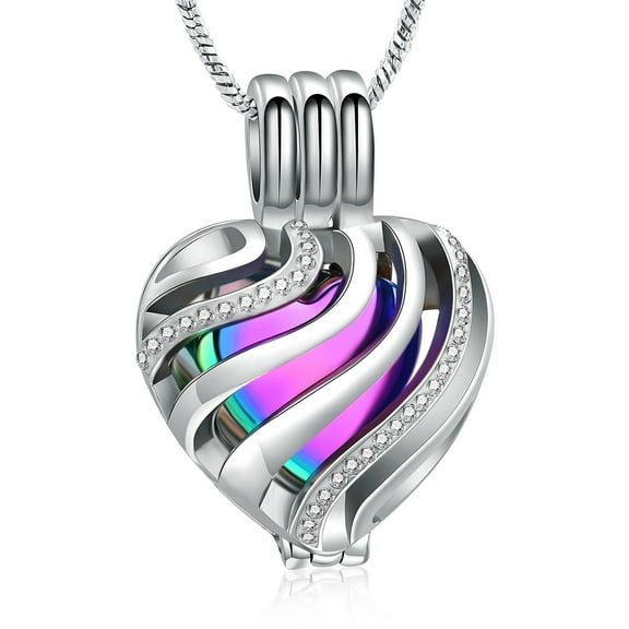 Hollow Crystal Heart Urn Necklace for Human Ashes Pendant Heart Urn Memorial Cremation Jewelry for Ashes Ash Necklace for Women