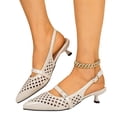 thumbnail image 1 of Hollow Out Cutout Slingback Kitten Heels Formal Evening Dinner, Pointed Toe Buckle Strap Pumps Daily Office Commuting, Comfortable Elegant Dress Shoes Weekend Party Gathering, Beige 6, 1 of 6