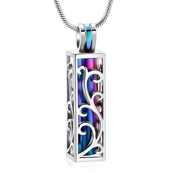 Hollow Cylinder Urn Necklace for Ashes for Women Men Stainless Steel Cremation Jewelry Pendant Memorial Gifts for Ash Holder