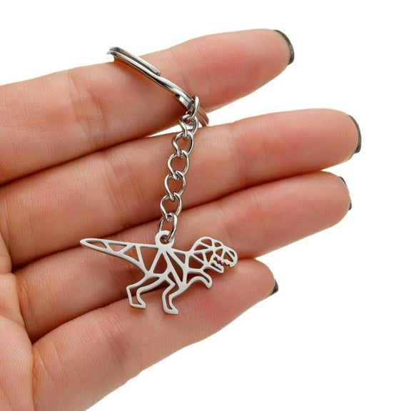 Hollow Dinosaur Keychain Stainless Steel Cartoon Pendant Jewelry Gift
