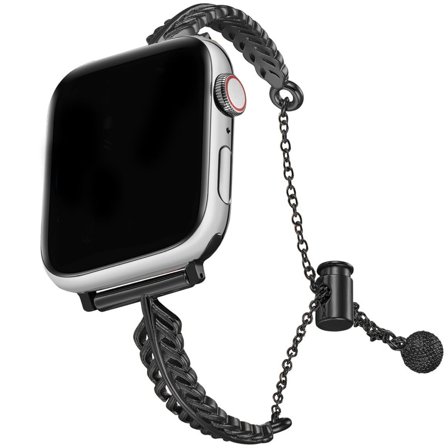 Hollow Feather Bracelet Bands for Apple Watch 49 46 45 44 42 41 40 38 mm, Elegant Metal Strap with Adjustable Clasp Compatible with iWatch Series 10 9 8 7 6 5 4 3 2 SE Ultra