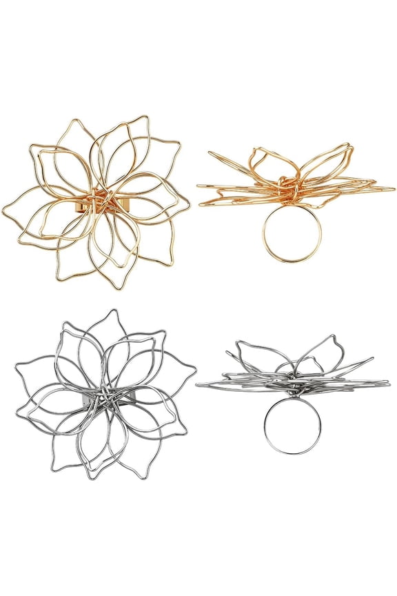 Hollow Flower Bowknot Chunky Rings Wire Wrapped Flower Finger Rings Trendy Promise Band Ring Minimalist Floral Ring Set