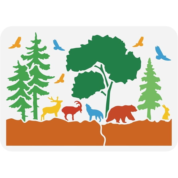 Hollow Forest Animal Drawing Template 11.7x8.3 inch Reusable Plastic Craft Stencils for DIY Engraving Scrapbooking for DIY