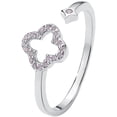thumbnail image 1 of Hollow Four Leaf Clover Stacking Ring 925 Sterling Silver Crystal Cubic Zirconia Cross Open Adjustable Statement Knuckle Finger Rings Promise Eternity Bands Dainty Jewelry Gifts for Women, 1 of 6