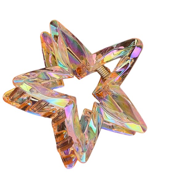 Hollow Geometric Star Hair Clip Candy Colored Plastic Nacreous Barrettes For Women Party Wedding Hairstyle