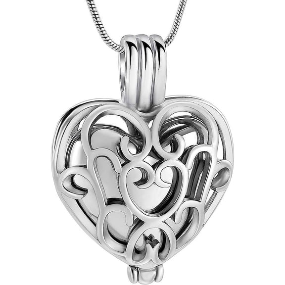 Hollow Heart Cremation Locket Necklace Urn Jewelry For Ashes Hold Mini Heart Casket Keepsake Memorial Jewellery