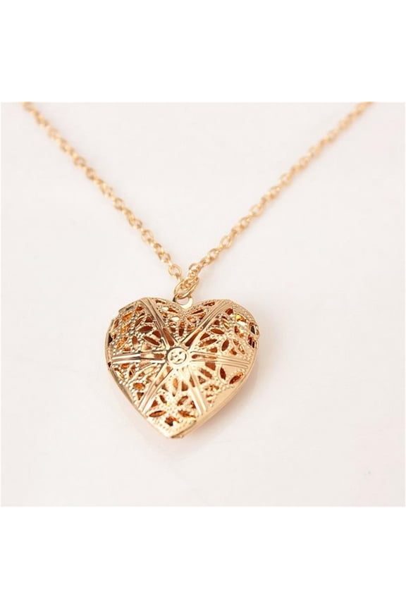 Hollow Heart Shape Pendant Necklace Openable Locket Necklaces Women Jewelry Gift