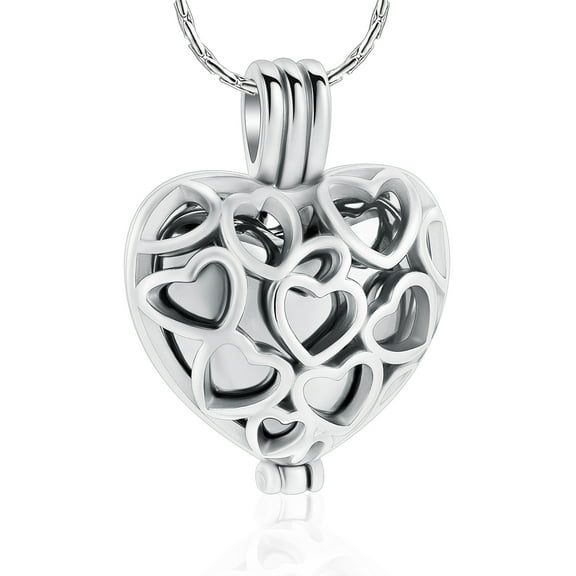 Hollow Heart Urn Necklace for Ashes - Memorial Cremation Jewelry for Ashes Heart Urn Locket for Ashes Stainless Steel Urns Pendant Keepsake Jewelry