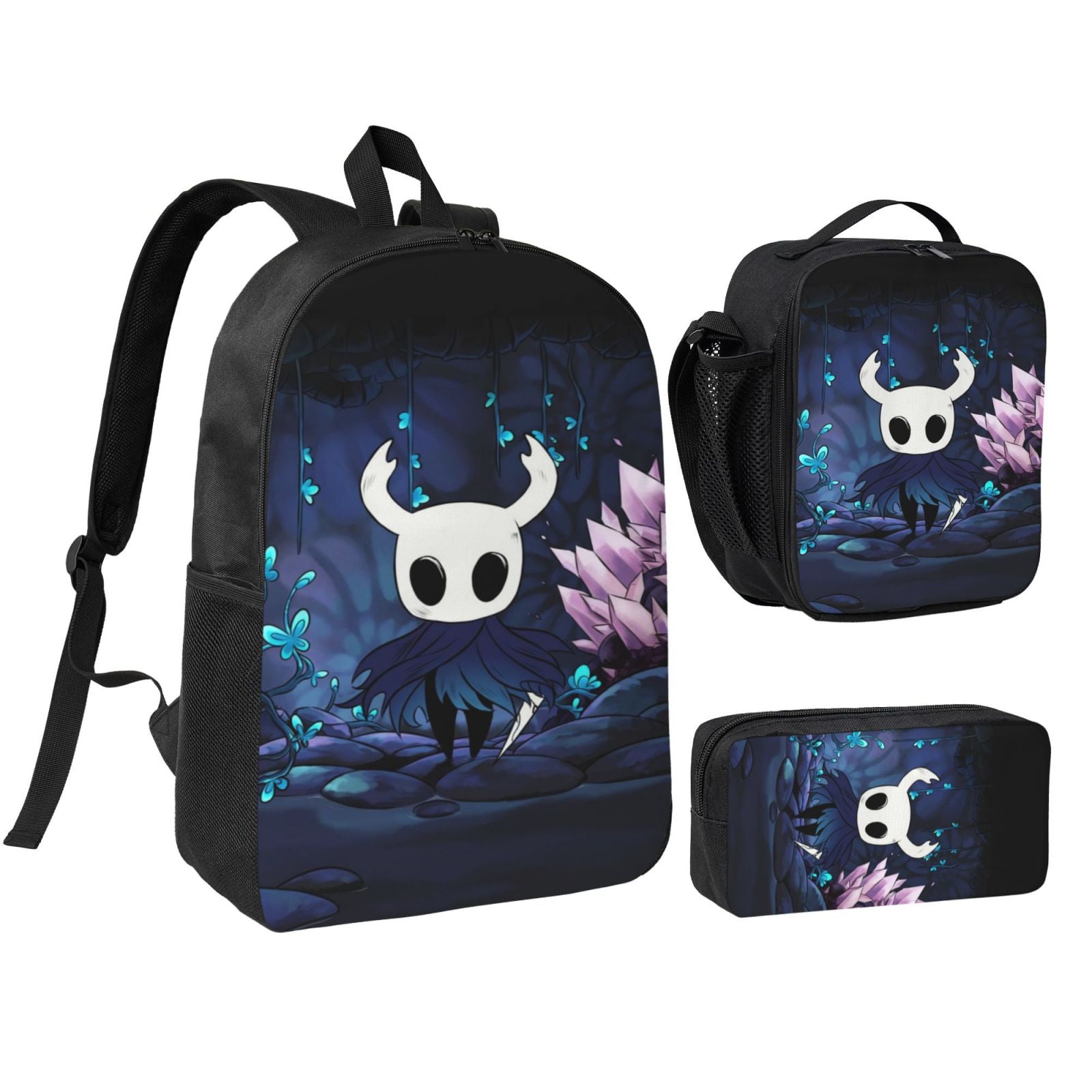 UNICEU Kids Backpack Set 3-Piece - School Bookbag With Lunch Bag & Pencil Case, Floral Llama Print - View #3