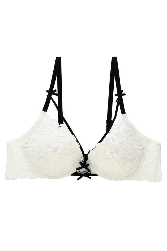 Hollow Lace Demi Bra for Women Unpadded Wirefree Bralette with Gathered Design for Enhanced Side Support and Everyday Comfort