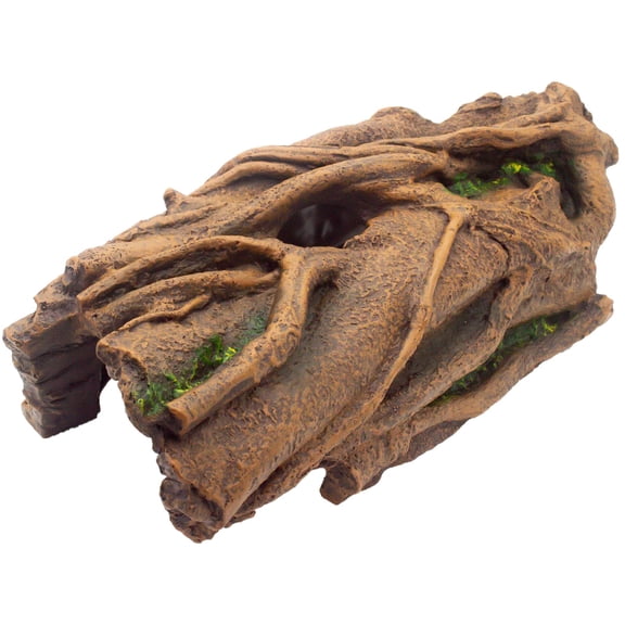 Large Hollow Log Reptile Tank Decor with Basking Platform