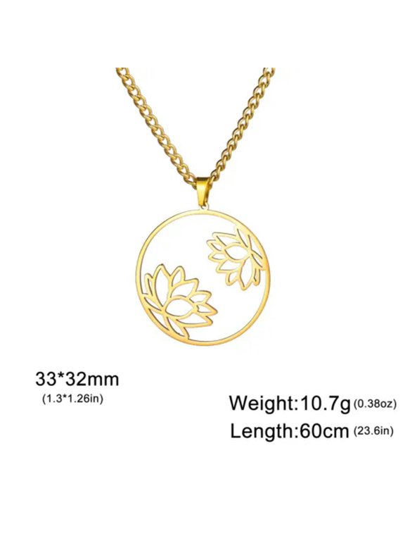 Hollow Lotus Flower Stainless Steel Necklace Aesthetic Choker Neck Chain Jewelry