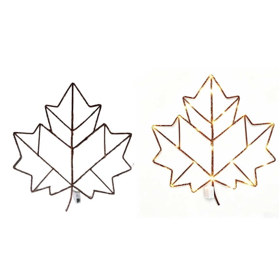 Hollow Maple Leaf LED Light, Vintage Brown Iron Frame Fall Window Light, Halloween Decorations, Battery Powered Thanksgiving Harvest Wall Porch Hanging Lamp, Indoor Outdoor Holiday Party Decor