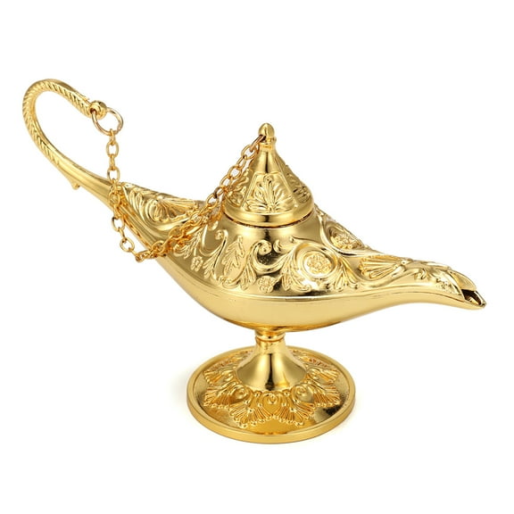 Hollow Metal Carved Legend Lamp Aladdin Magic Light Wishing Pot Ornaments Home Fancy Dress Decor Collection Art Craft Gift